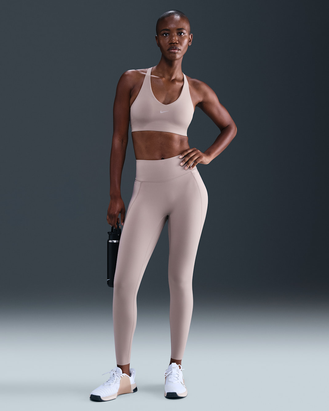 Nike Universa Women's High-Waisted 7/8 Leggings with No Front Seam - Malt/Mink Brown/Moon Particle