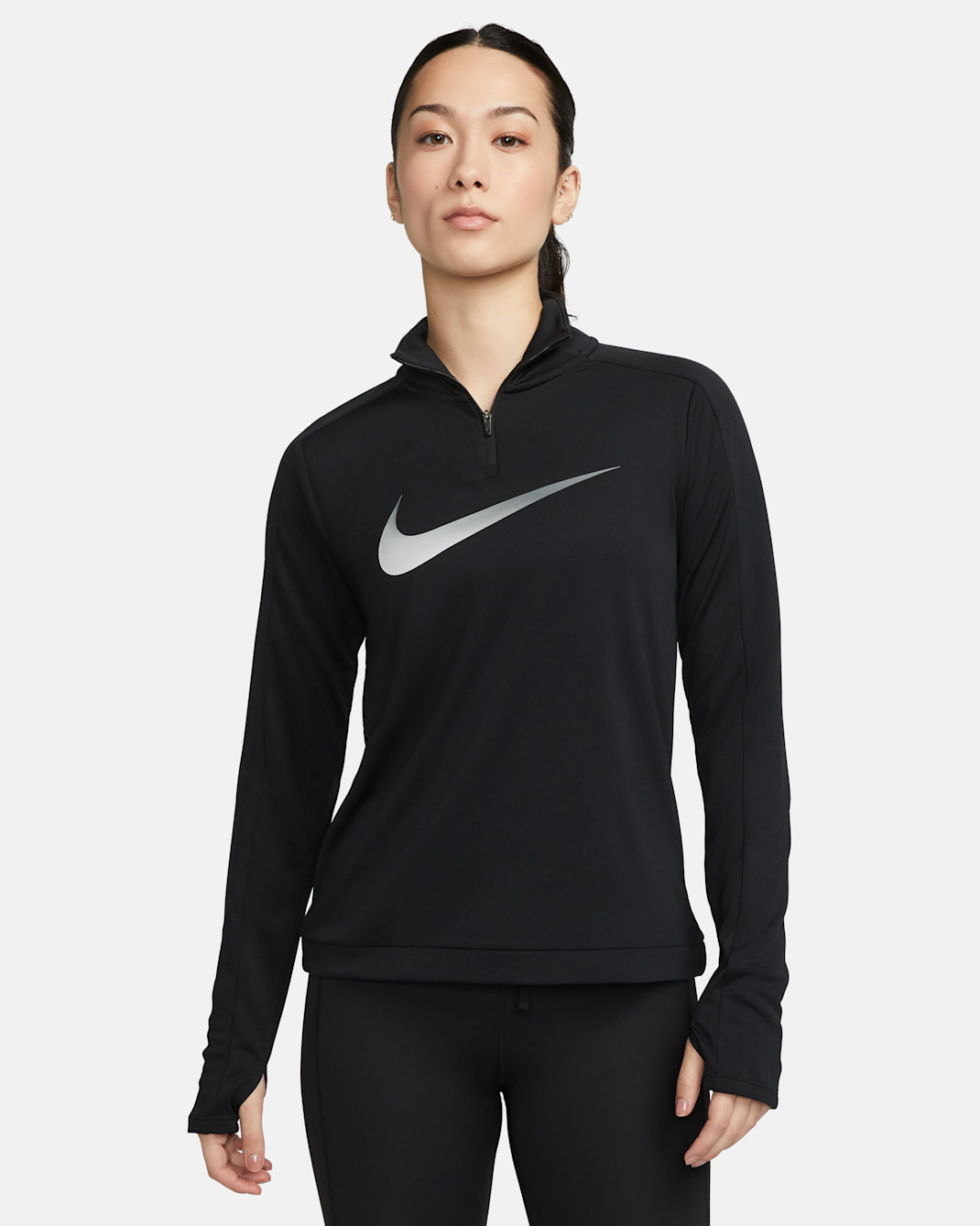Nike Dri-FIT Swoosh Women's 1/4-Zip Long-Sleeve Running Mid Layer - Black