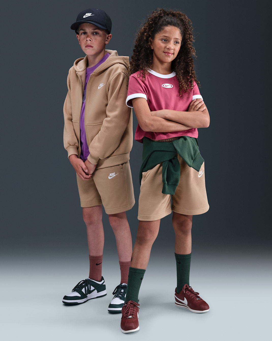 Nike Sportswear Club Fleece Big Kids' French Terry Shorts - Hemp/White
