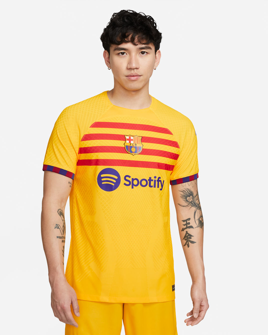 FC Barcelona 2023/24 Match Fourth Men's Nike Dri-FIT ADV Soccer Jersey - Amarillo/University Red/Deep Royal Blue