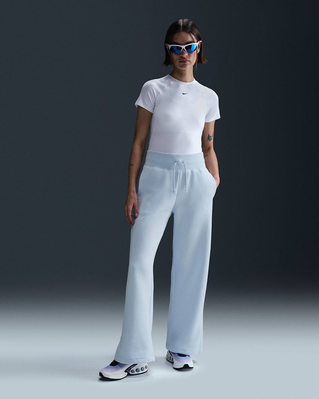 Nike Sportswear Phoenix Fleece Women's High-Waisted Wide-Leg Sweatpants - Blue Tint/Sail