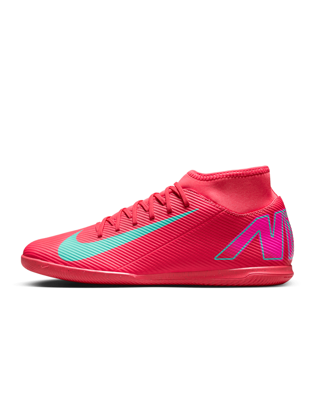 Tacos de fútbol para cancha cubierta de corte high Nike Mercurial Superfly 10 Club - Brasa resplandor/Verde aurora