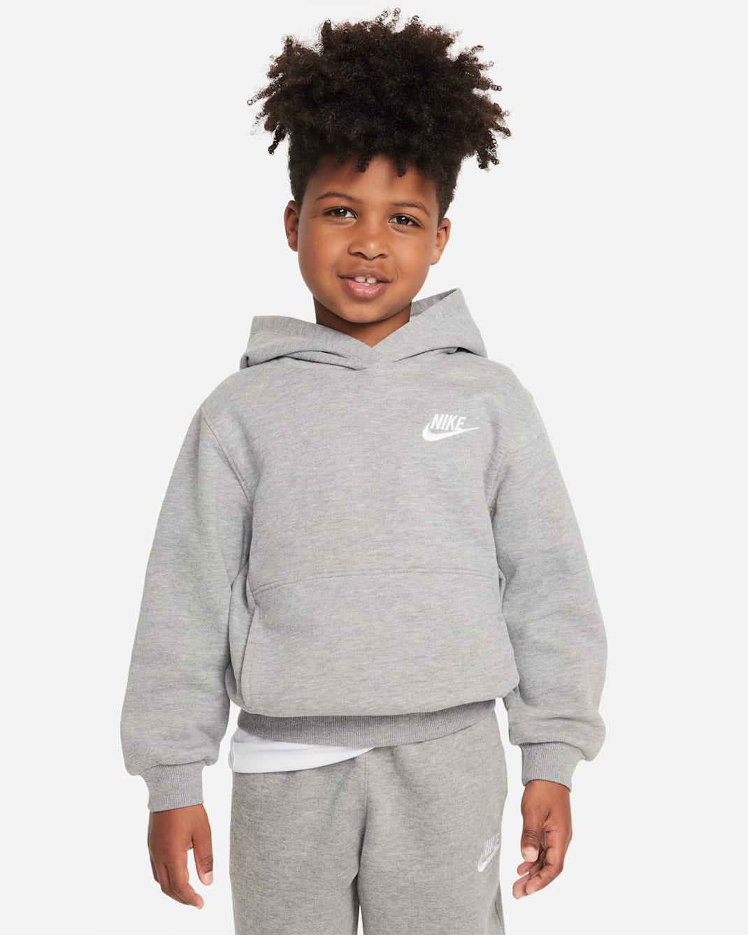 Μπλούζα με κουκούλα Nike Sportswear Club Fleece Pullover για μικρά παιδιά - Dark Grey Heather