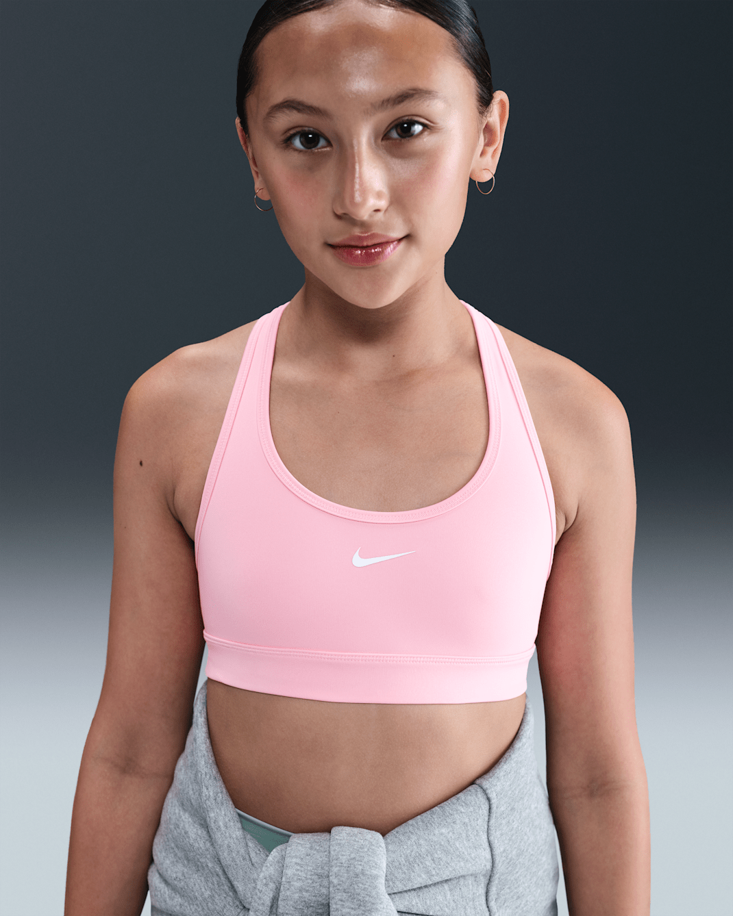Bra deportivo para niña Nike Swoosh - Rosa suave medio/Blanco