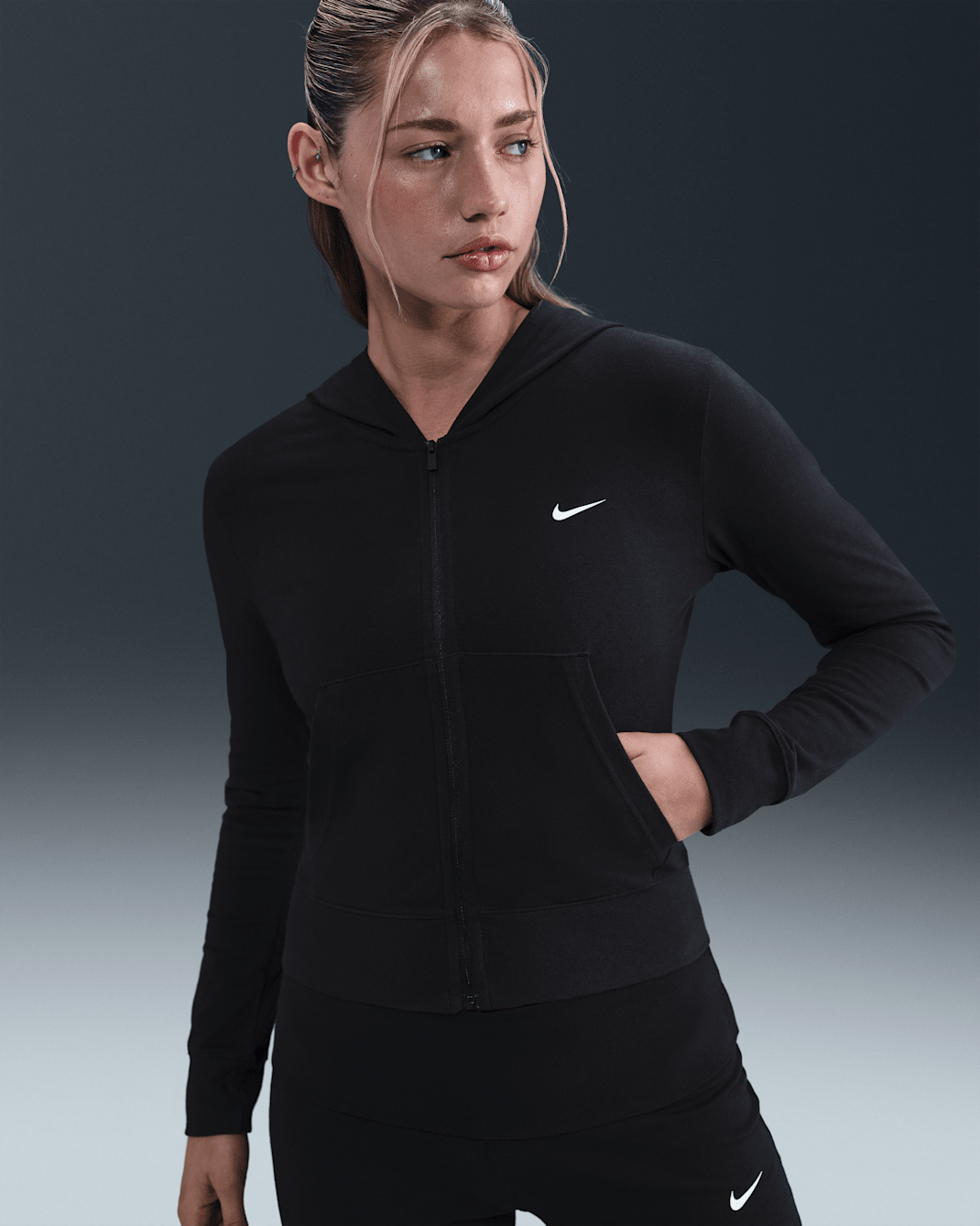Nike Sportswear Longsleeve mit Kapuze und durchgehendem Reißverschluss (Damen) - Schwarz/Sail