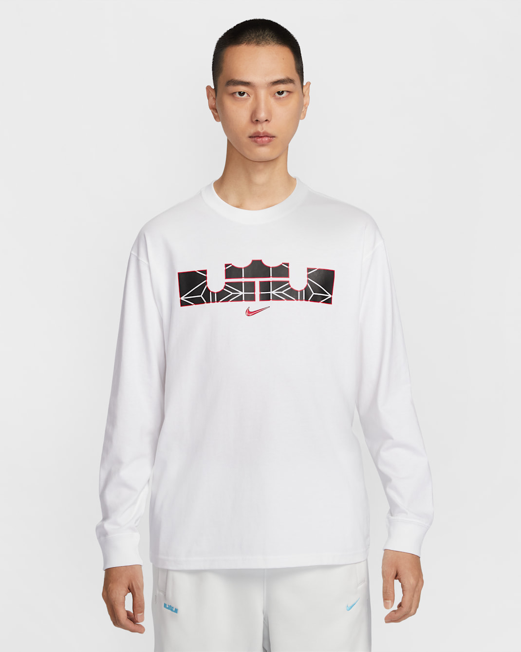 เสื้อยืดบาสเก็ตบอลแขนยาวผู้ชาย Max90 LeBron - ขาว