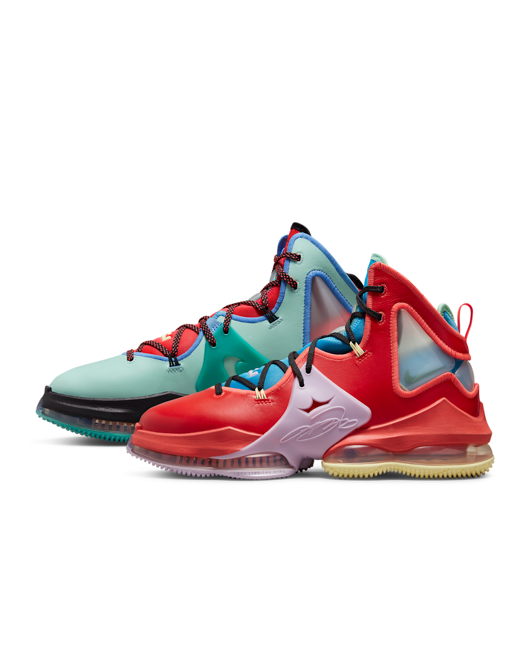 LeBron 19 Basketball Shoes - Bright Crimson/Coconut Milk/Laser Blue/Malachite