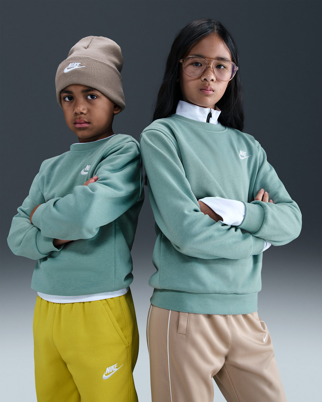 Sudadera de cuello redondo para niños talla grande Nike Sportswear Club Fleece - Cañón/Blanco