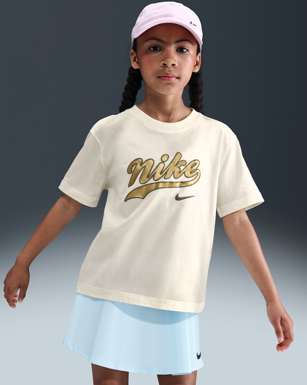 Nike Sportswear póló nagyobb gyerekeknek (lányoknak) - Sail/Metallic Gold
