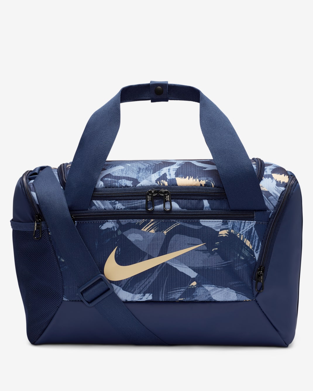 Nike Brasilia Printed Duffel Bag (Extra Small, 25L) - Midnight Navy/Midnight Navy/Pale Vanilla