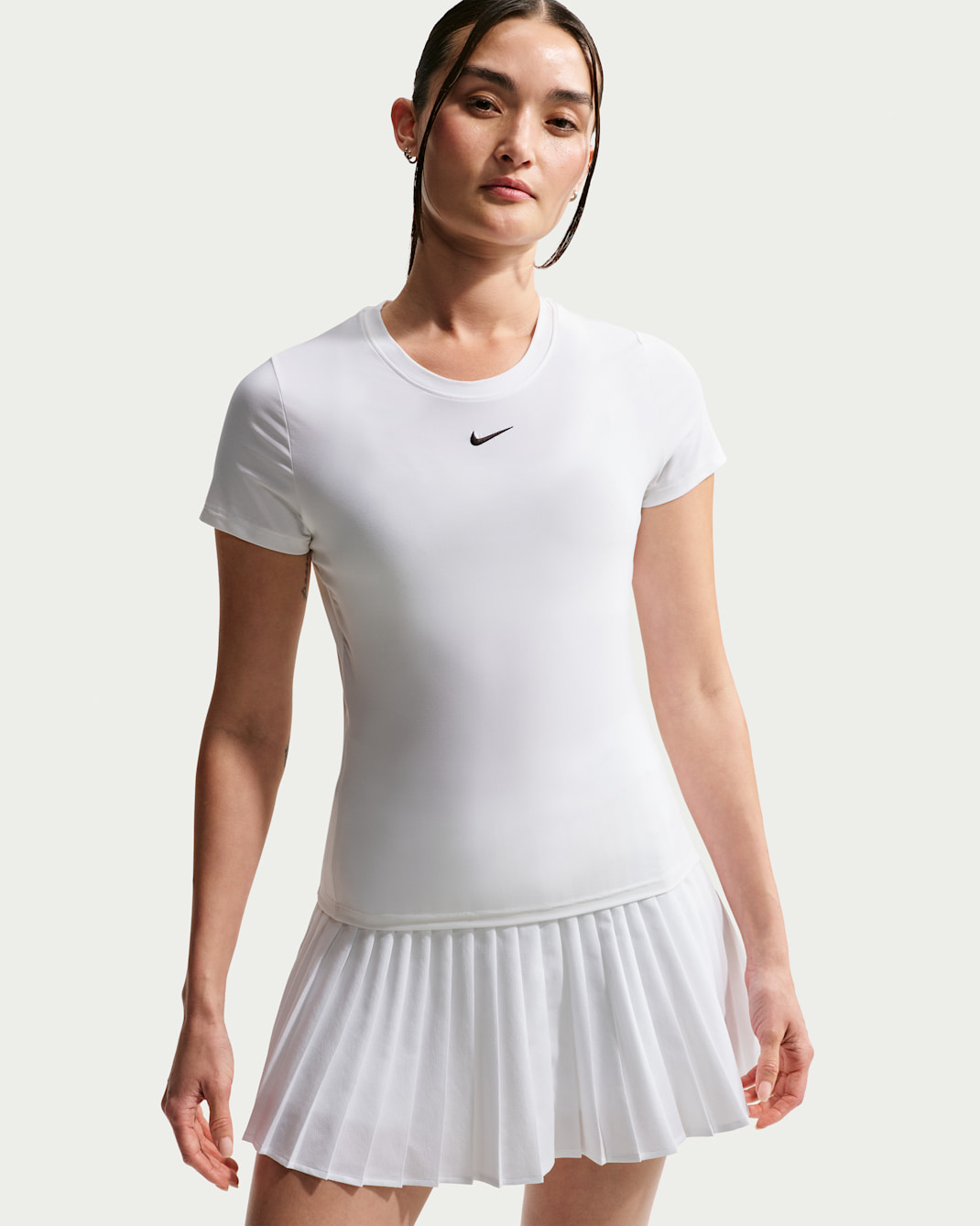 나이키 빅토리 여성 드라이 핏 반팔 테니스 탑 - 화이트/블랙