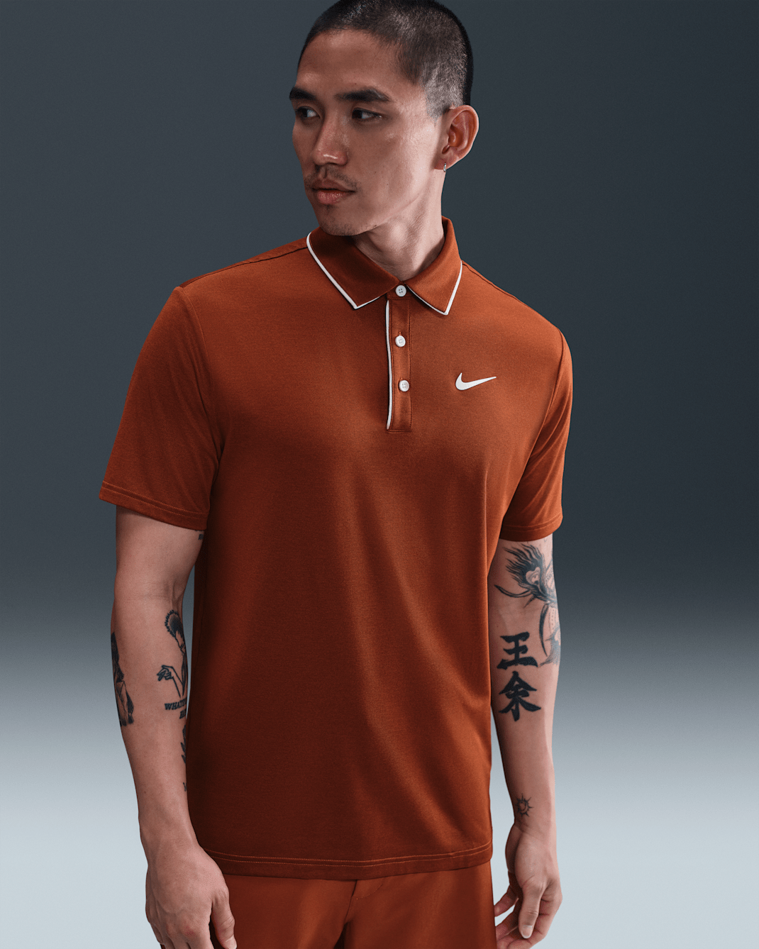 나이키 투어 남성 드라이 핏 골프 폴로 - 데저트 오렌지/페일 아이보리