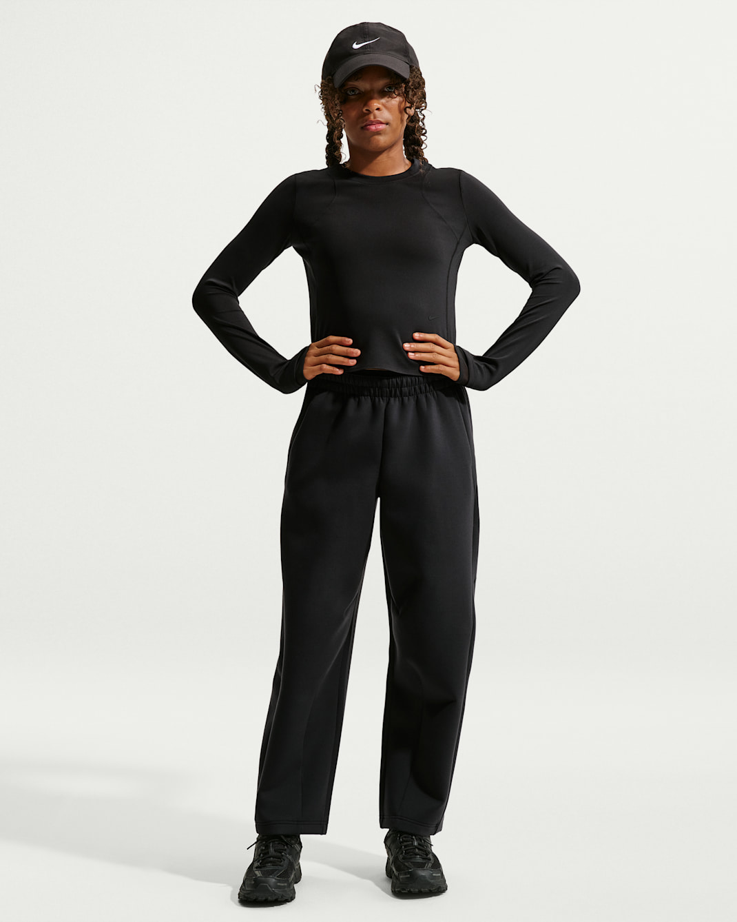 Nike MAVN Girls' High-Rise Therma-FIT Knit Trousers - Black/Black/Black