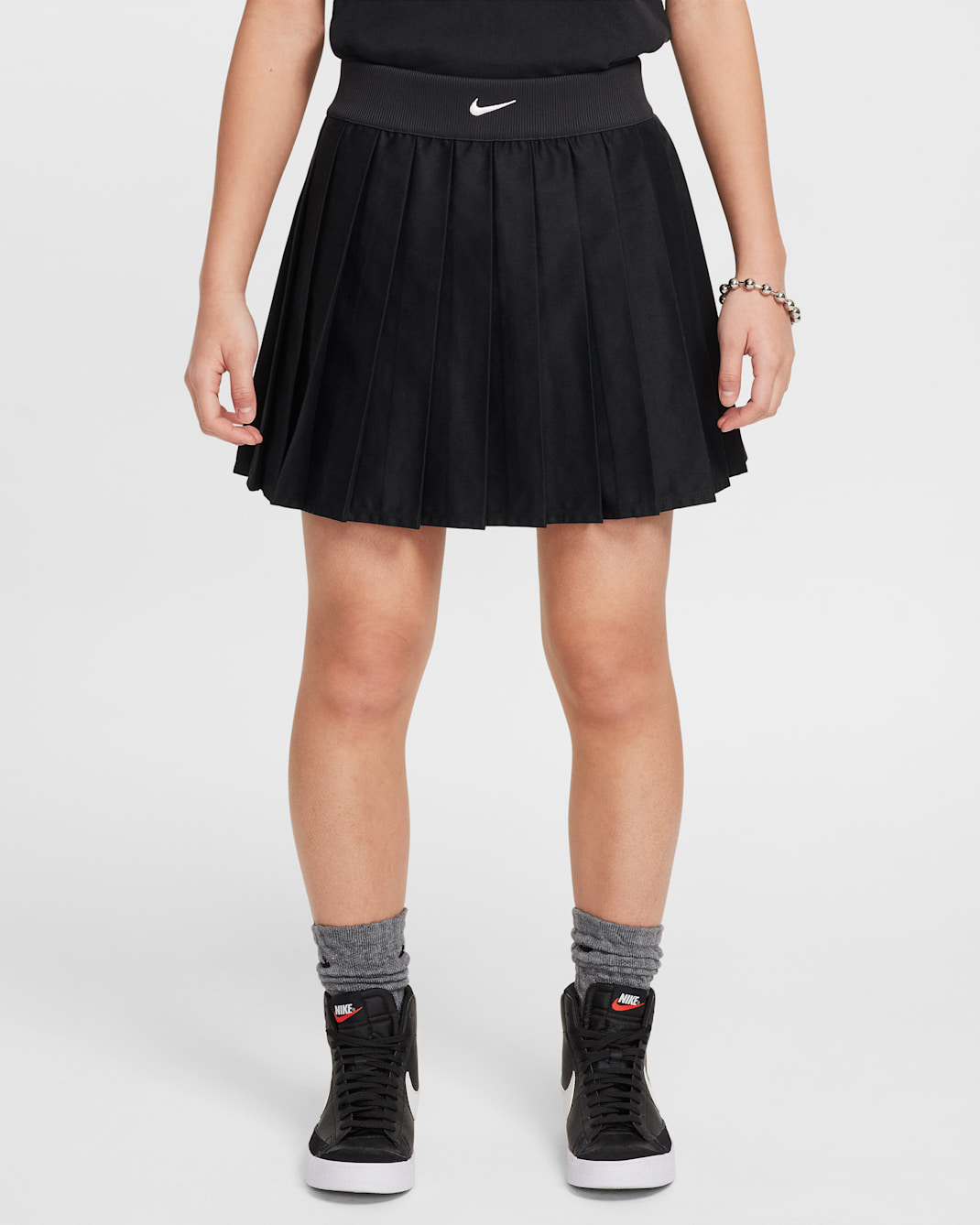 Nike Sportswear Girls' Pleated Skirt - Black/White