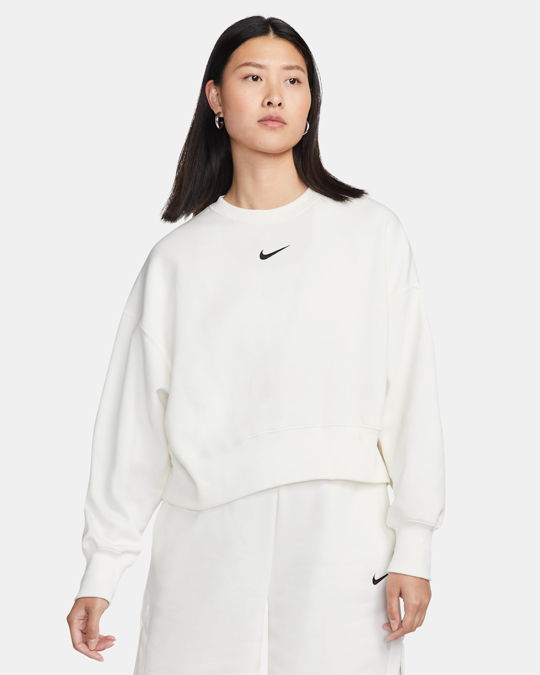 Nike Sportswear Phoenix Fleece 女款超寬版圓領運動衫 - Sail/黑色