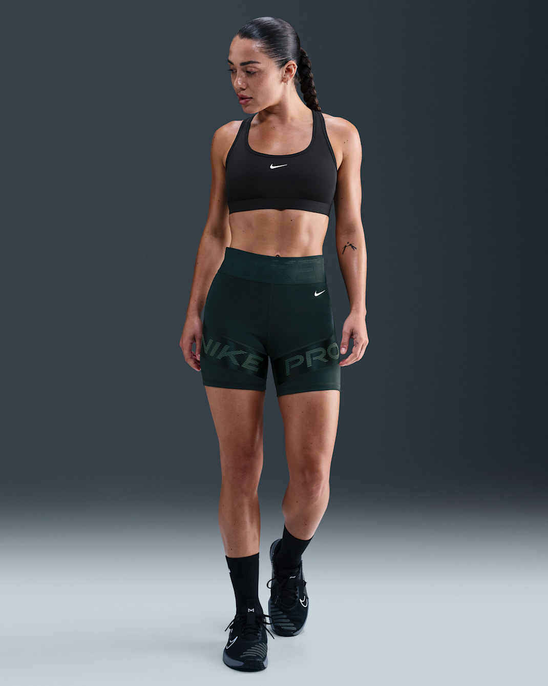 Nike Pro Sculpt Women's Dri-FIT High-Waisted 12.5cm (approx.) Biker Shorts - Seaweed/Vintage Green/White