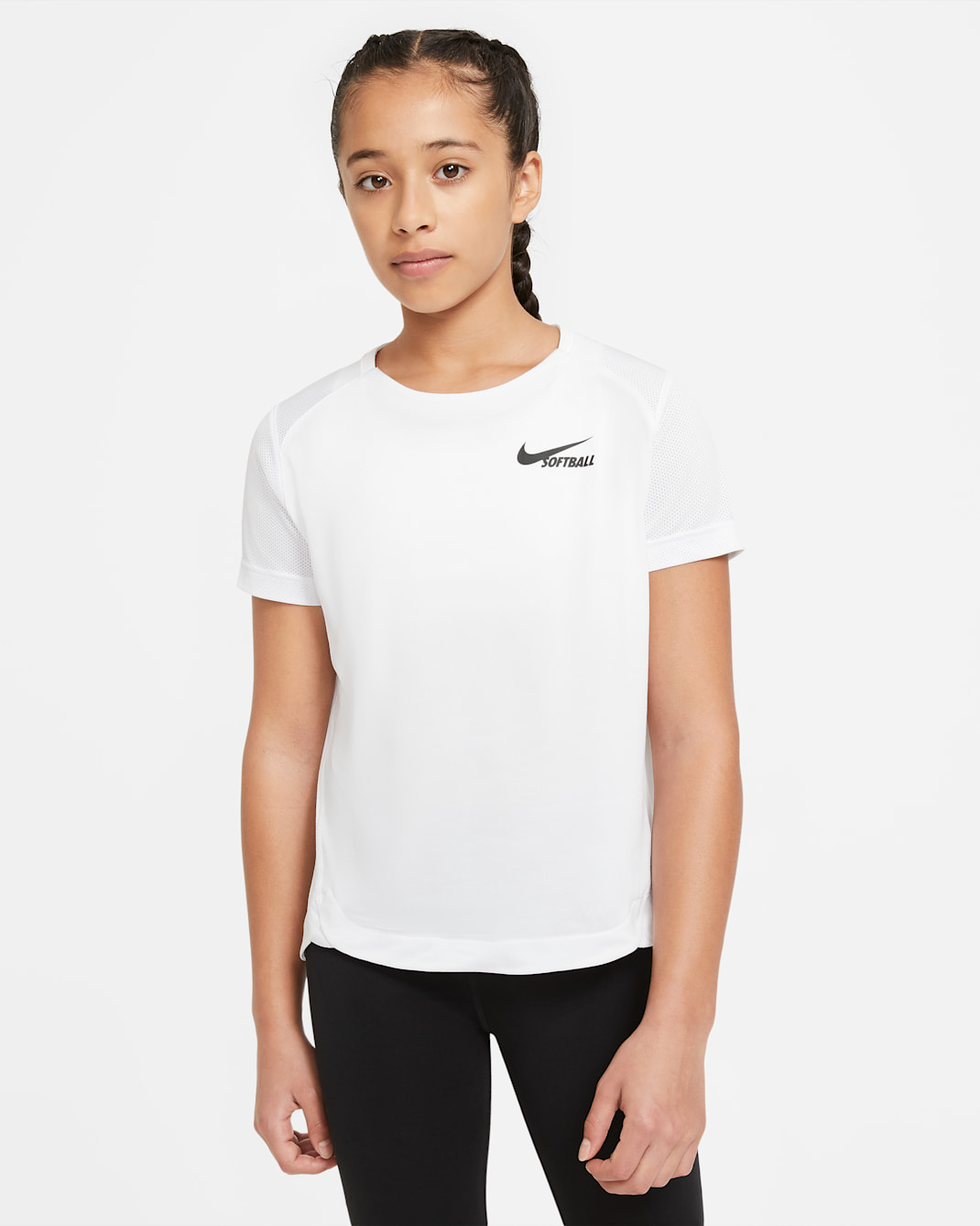 Nike Big Kids' (Girls') Short-Sleeve Softball Top - White/Black