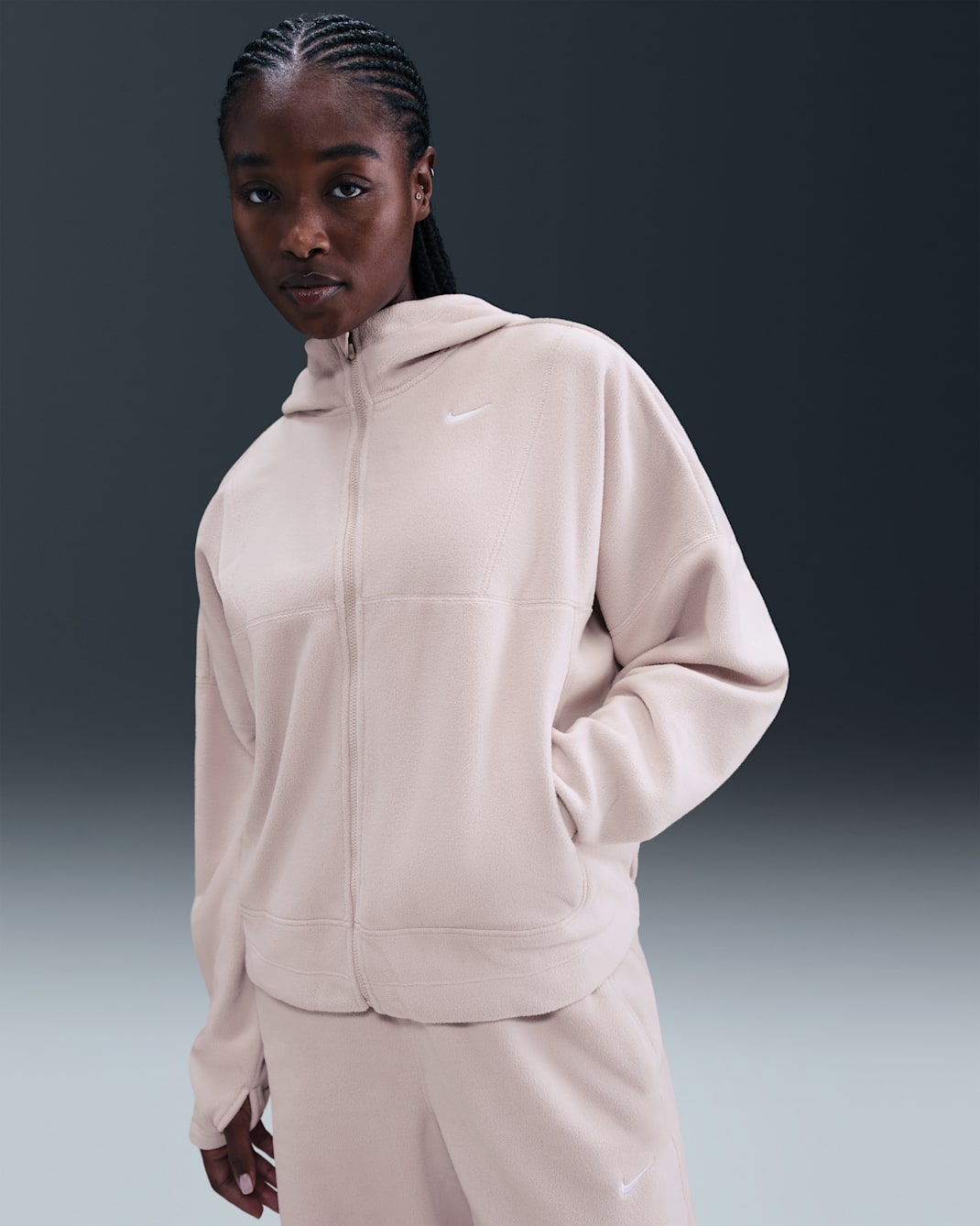 Nike One Women's Therma-FIT Full-Zip Top - Silt Red/White
