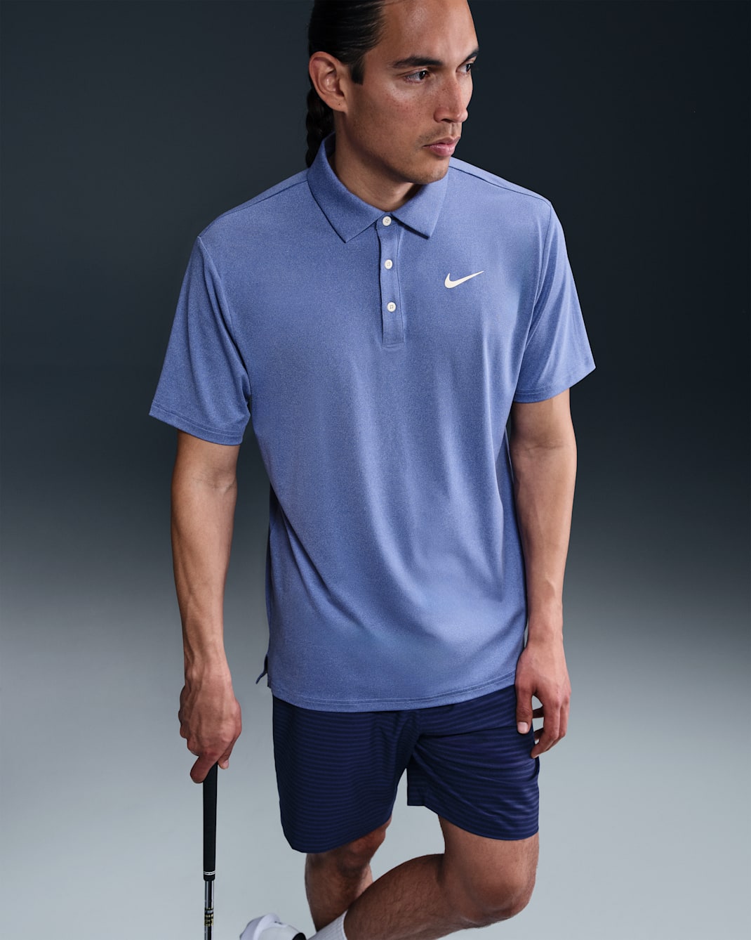 Nike Tour Men's Dri-FIT Heathered Golf Polo - Astronomy Blue/Pale Ivory