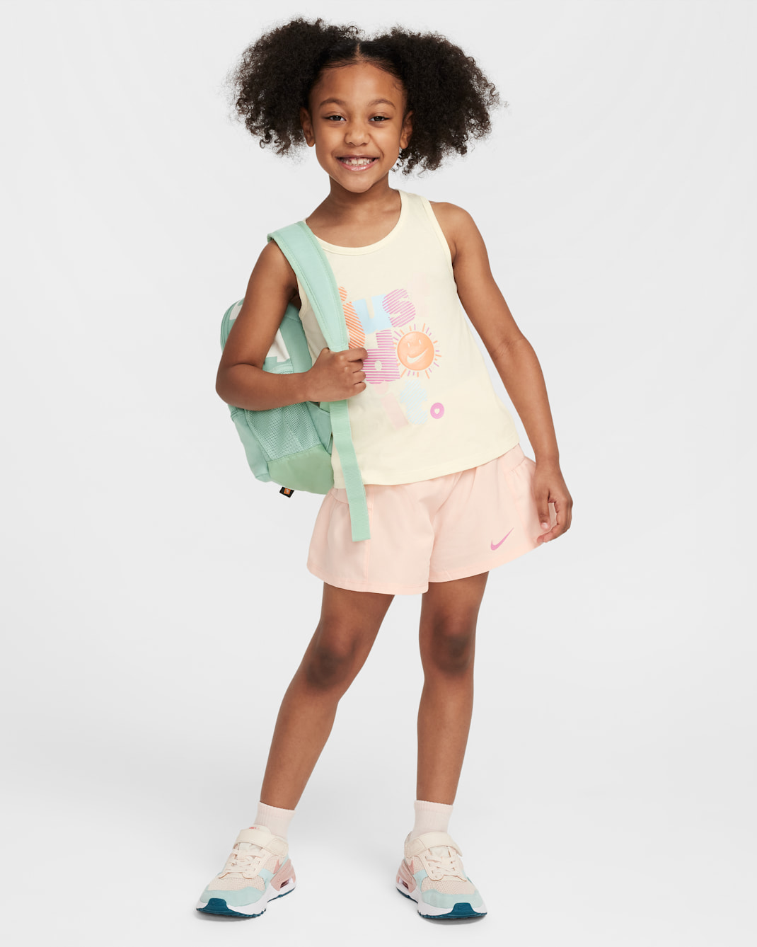 Conjunto de camiseta de tirantes y shorts para niños talla pequeña Nike Dri-FIT Sunny Swoosh - Coral lavado