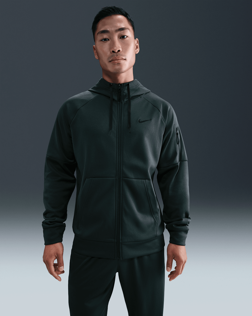 Nike Therma Men's Therma-FIT Full-Zip Fitness Top - Seaweed/Seaweed/Black