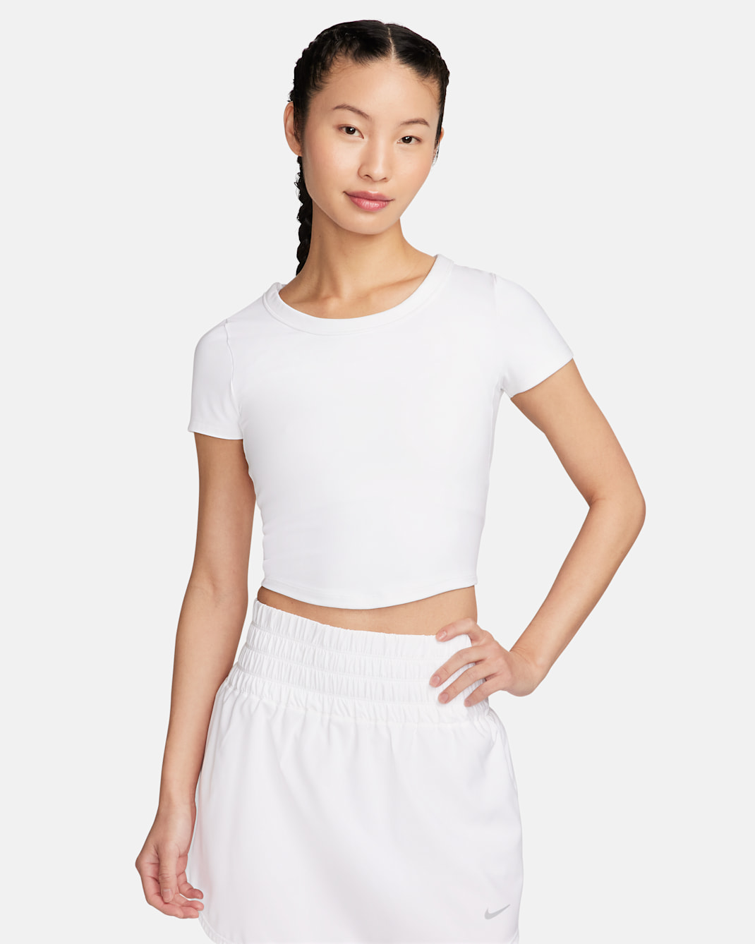 Nike One Fitted Women's Dri-FIT Short-Sleeve Cropped Top - White/Black