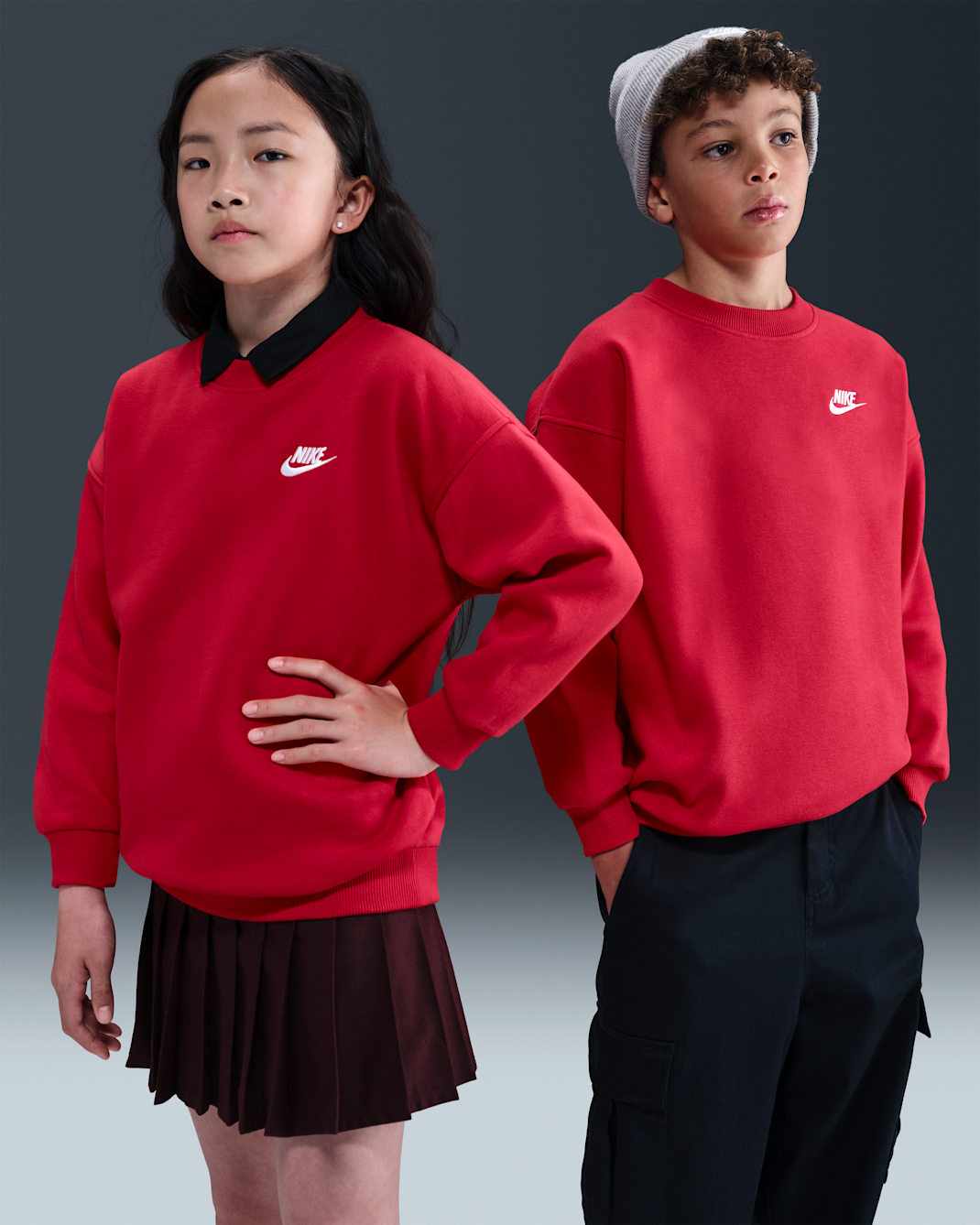 Felpa oversize Nike Sportswear Club Fleece – Ragazzo/a - University Red/Bianco