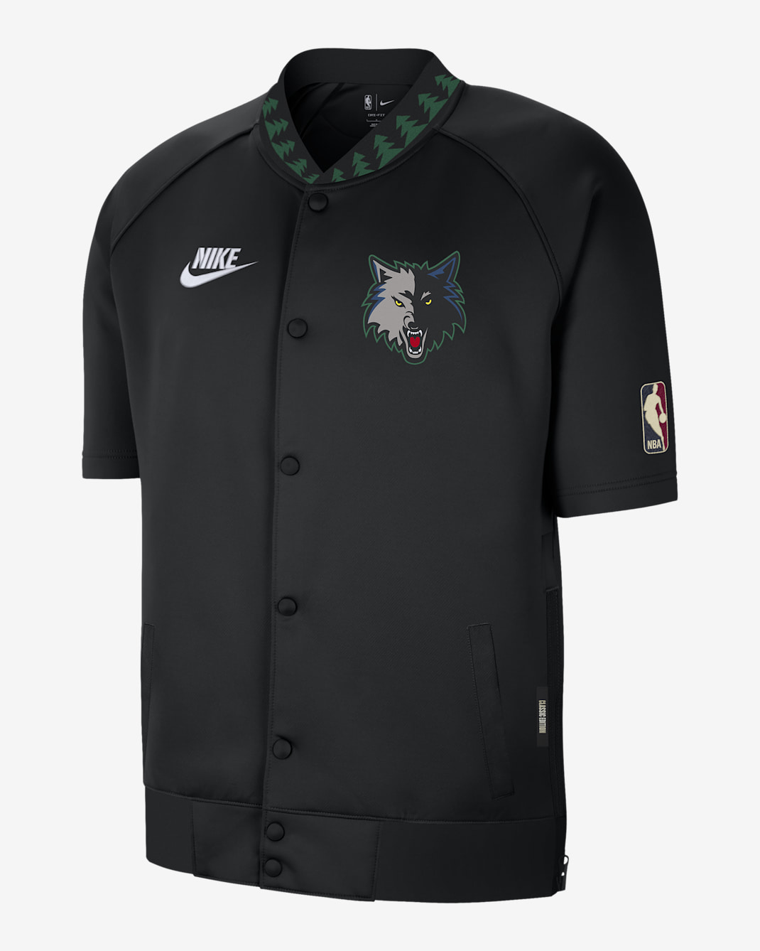 Minnesota Timberwolves Hardwood Classics Men's Nike Dri-FIT NBA Short-Sleeve Jacket - Black
