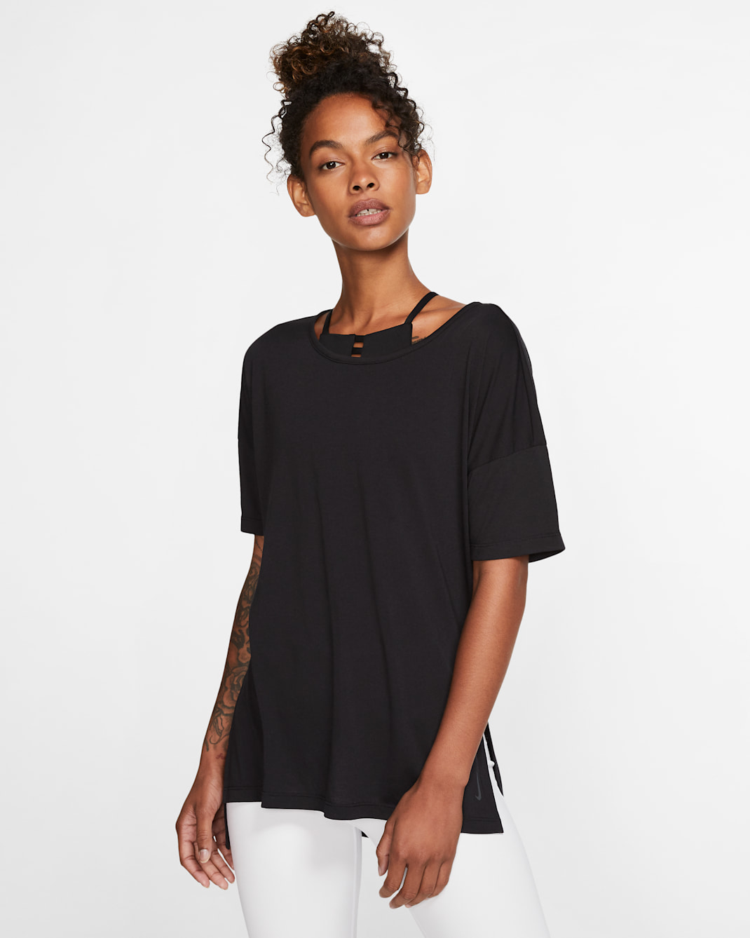 Nike Yoga Women's Short-Sleeve Top - Black/Dark Smoke Grey