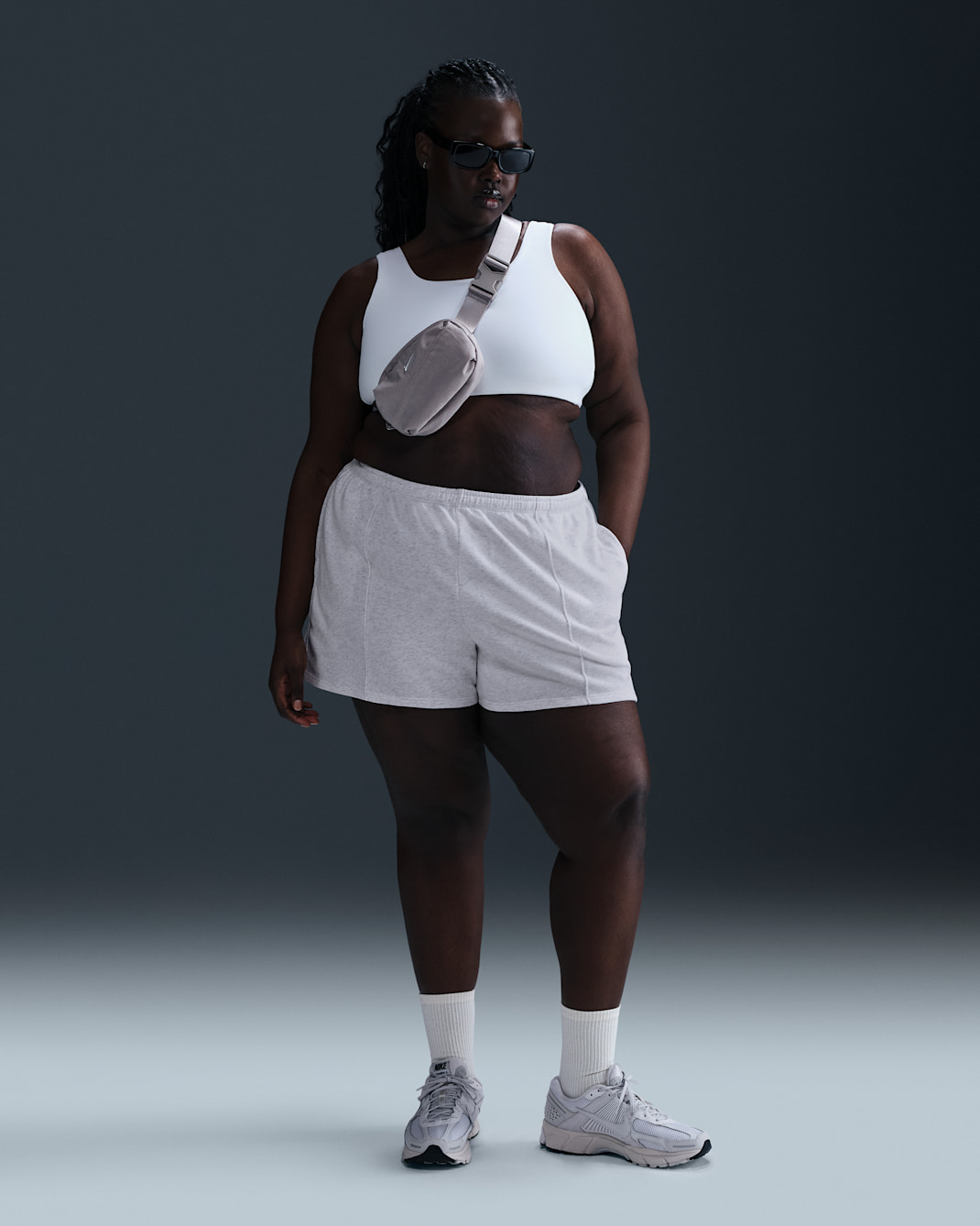 Nike Sportswear Chill Terry Women's Mid-Rise 4" French Terry Shorts (Plus Size) - Birch Heather/Light Orewood Brown