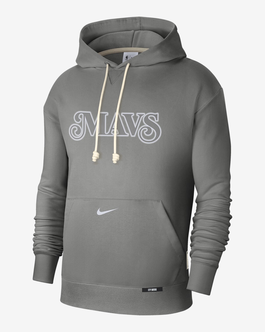 Sudadera con gorro Nike de la NBA Courtside para hombre Dallas Mavericks Standard Issue City Edition - Gris acero oscuro/Blanco