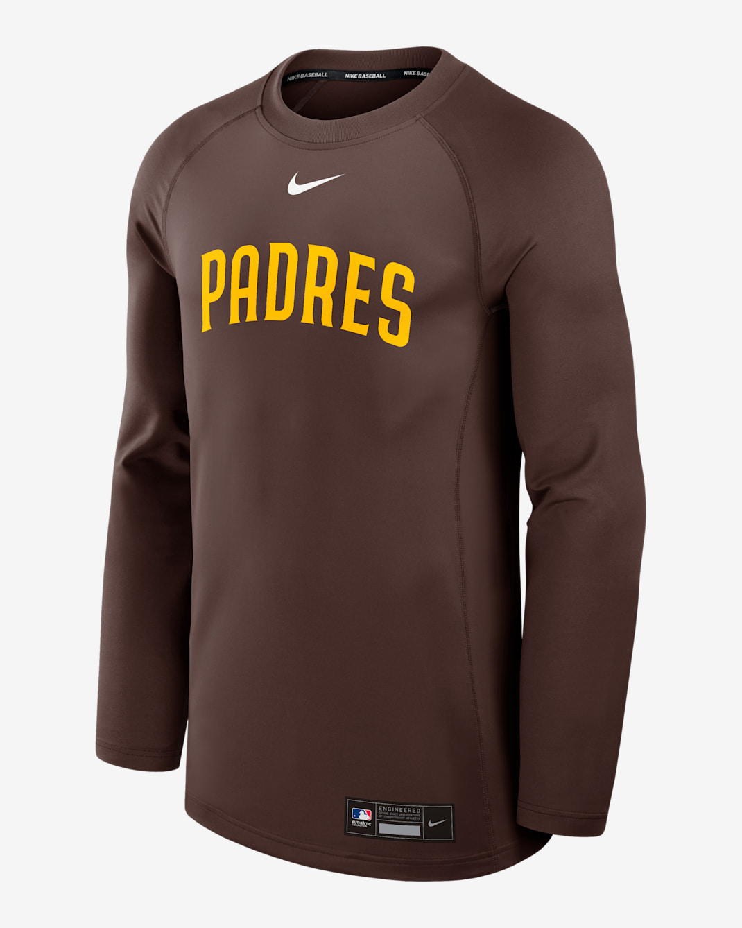 Sudadera de cuello redondo sin cierre Nike Dri-FIT de la MLB para hombre San Diego Padres Authentic Collection Game Time - Marrón