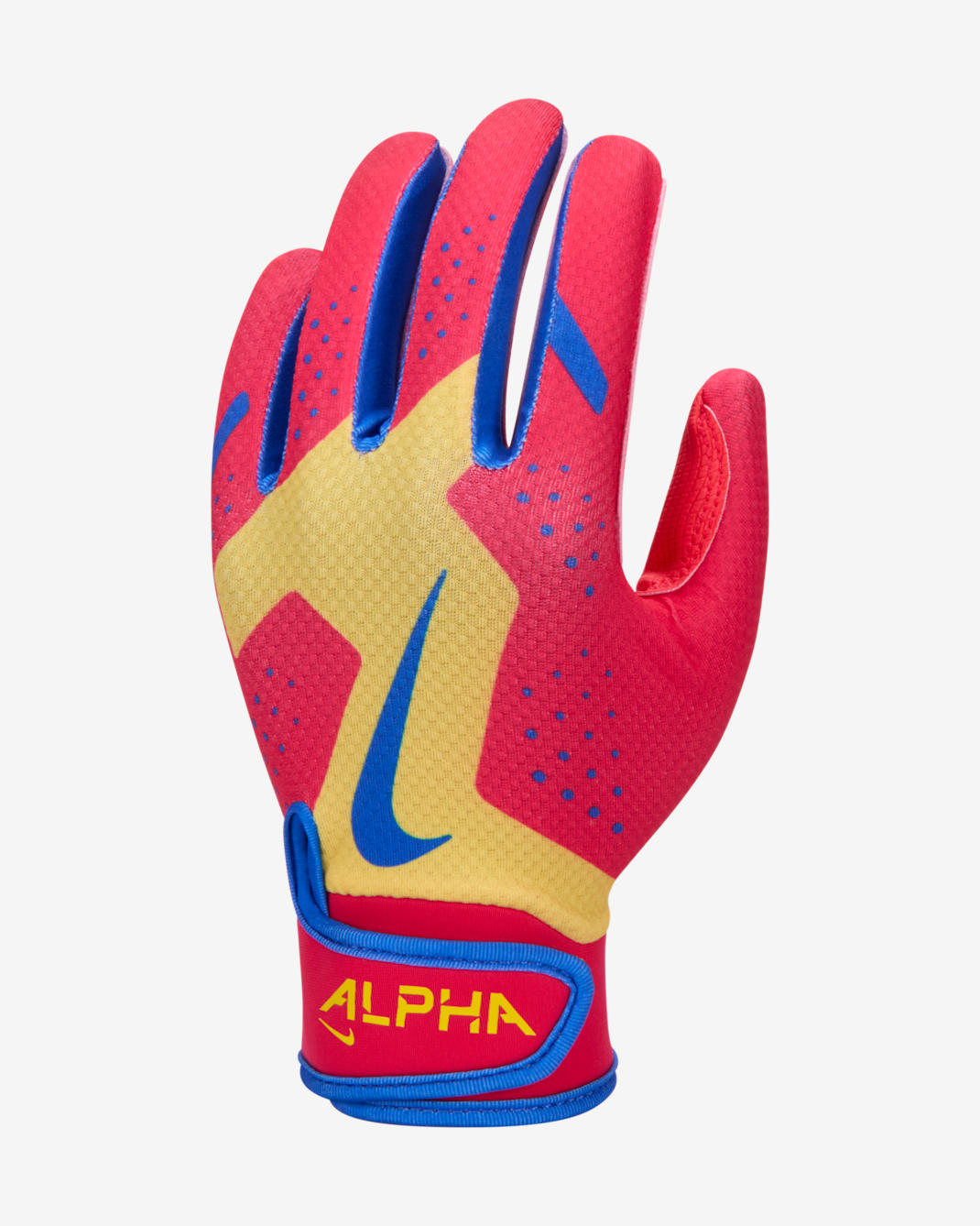 Nike Alpha 2.0 Kids' T-Ball Batting Gloves - Chrome Yellow/Red Orbit/Treasure Blue