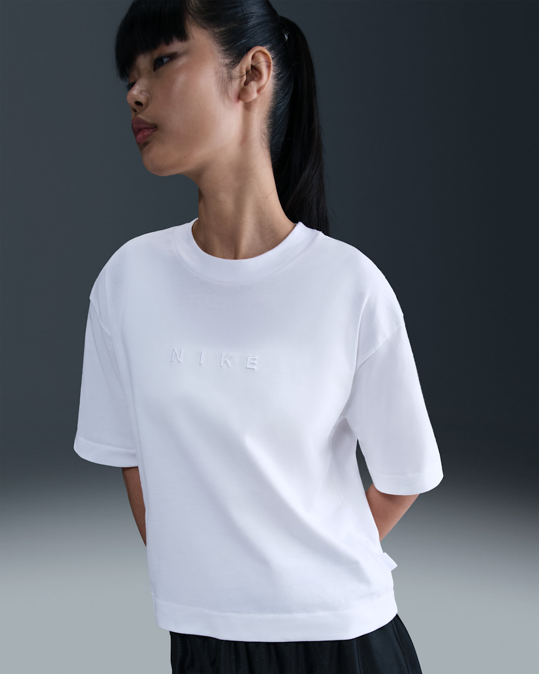 나이키 스포츠웨어 여성 박시 반팔 티셔츠 - 화이트