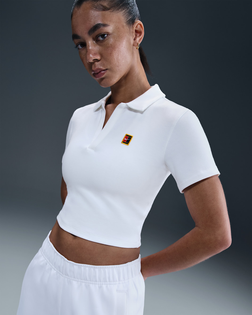 NikeCourt Heritage Women's Short-Sleeve Cropped Tennis Polo - White