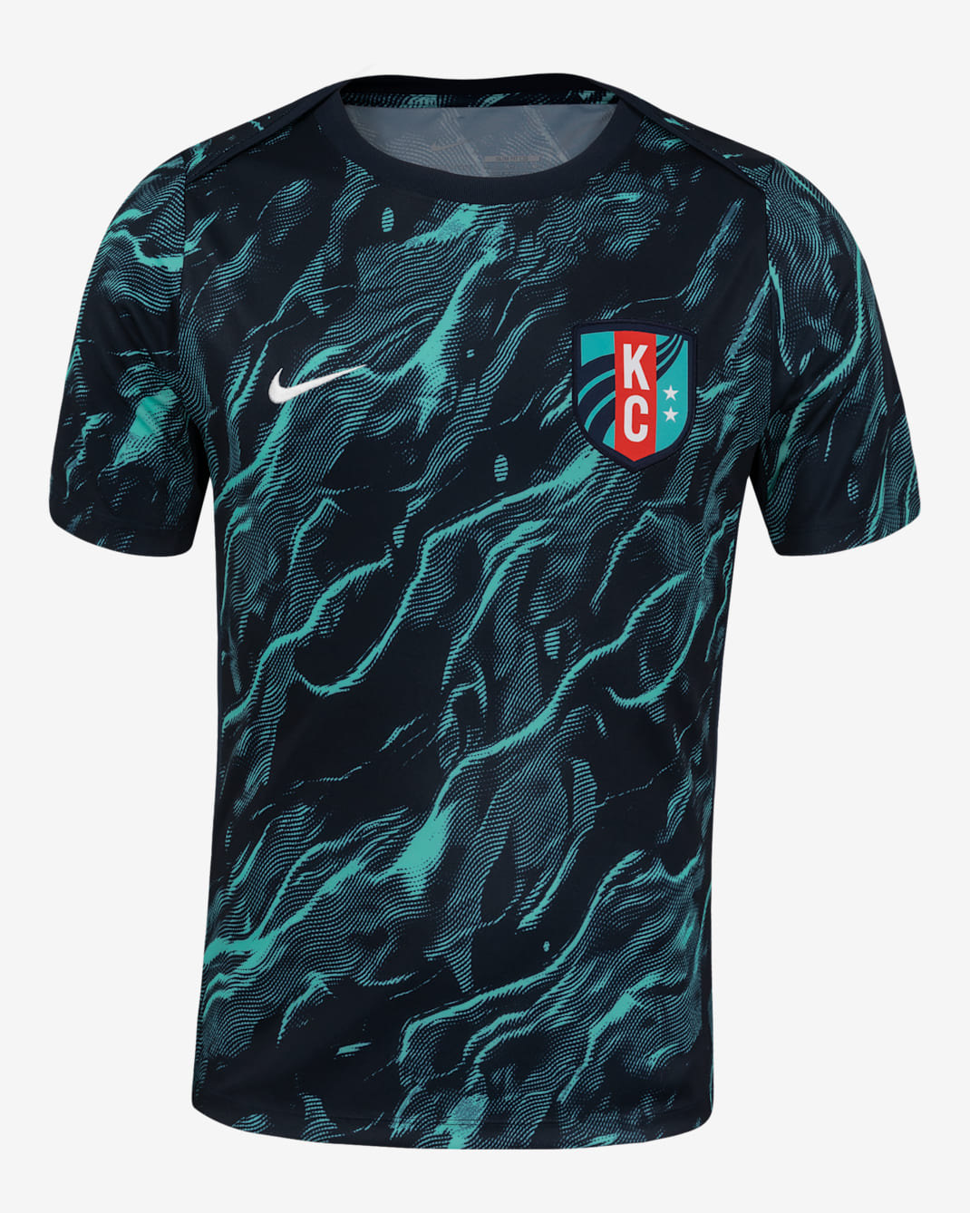 KC Current 2025 Men's Nike NWSL Short-Sleeve Pre-Match Top - Hyper Turquoise/Dark Obsidian