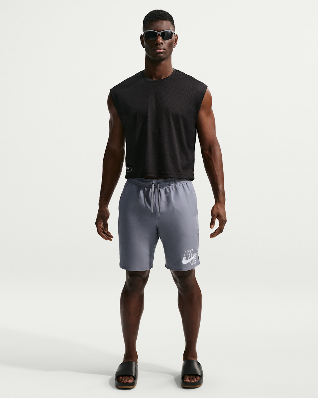 Playera de manga corta  Dri-FIT UV para hombre Nike Swim Hydroguard - Gris azulado/Gris azulado/Gris azulado/Blanco