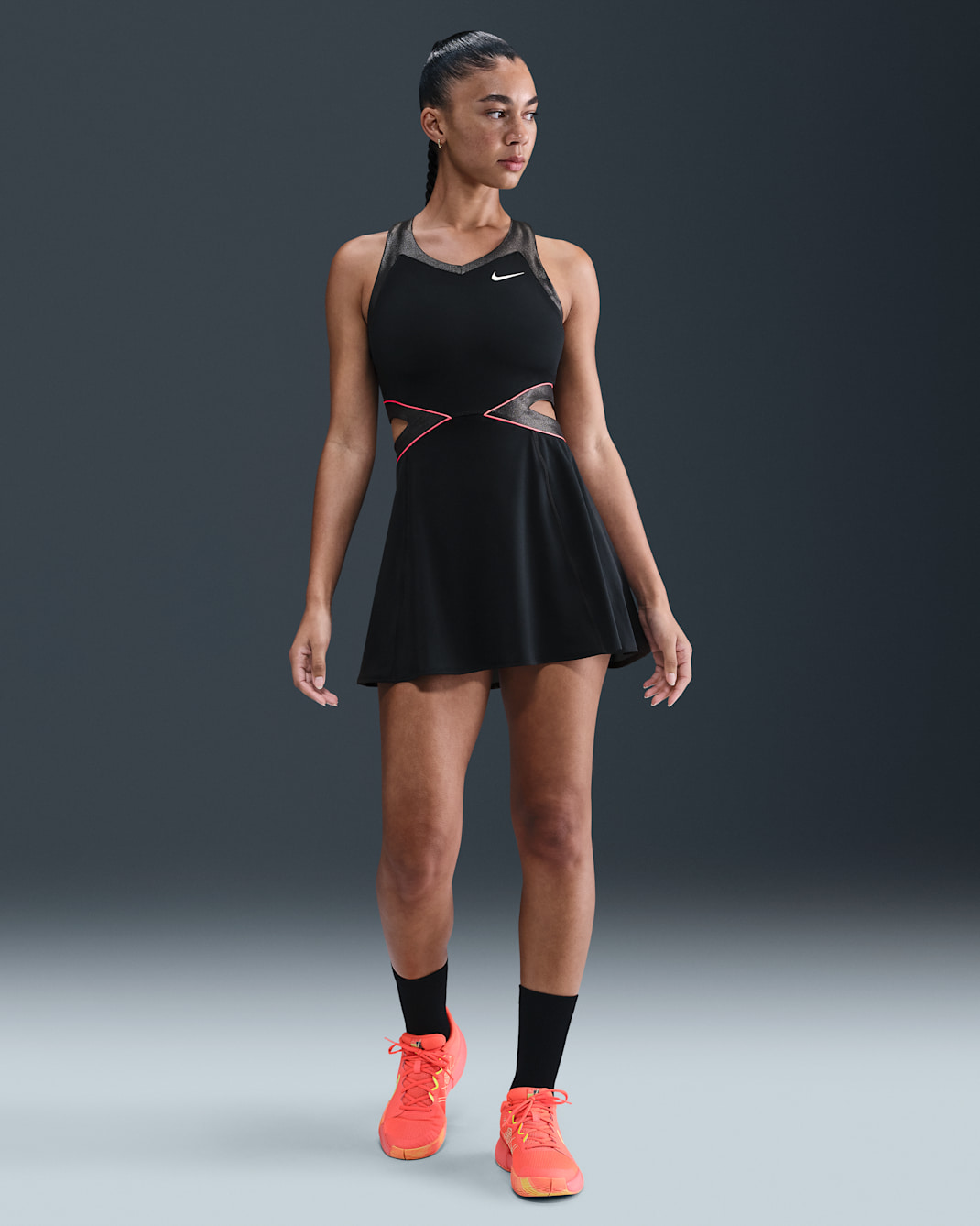 NikeCourt Slam Women's Dri-FIT Tennis Dress - Black/Black/Hot Punch
