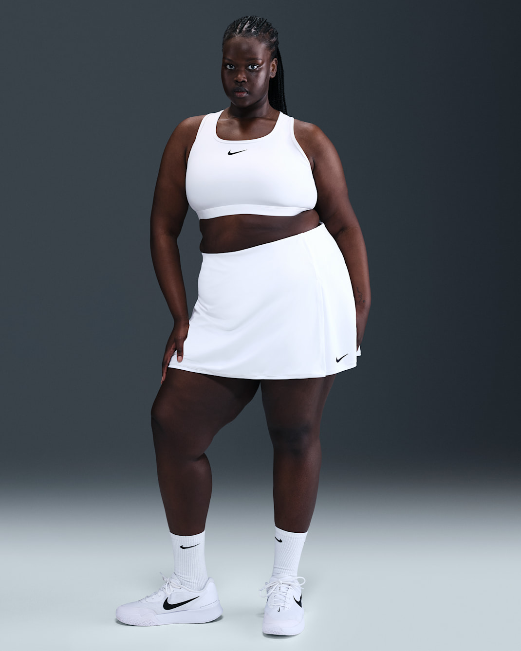 Nike Victory Women's Dri-FIT Straight Tennis Skirt (Plus Size) - White/Black