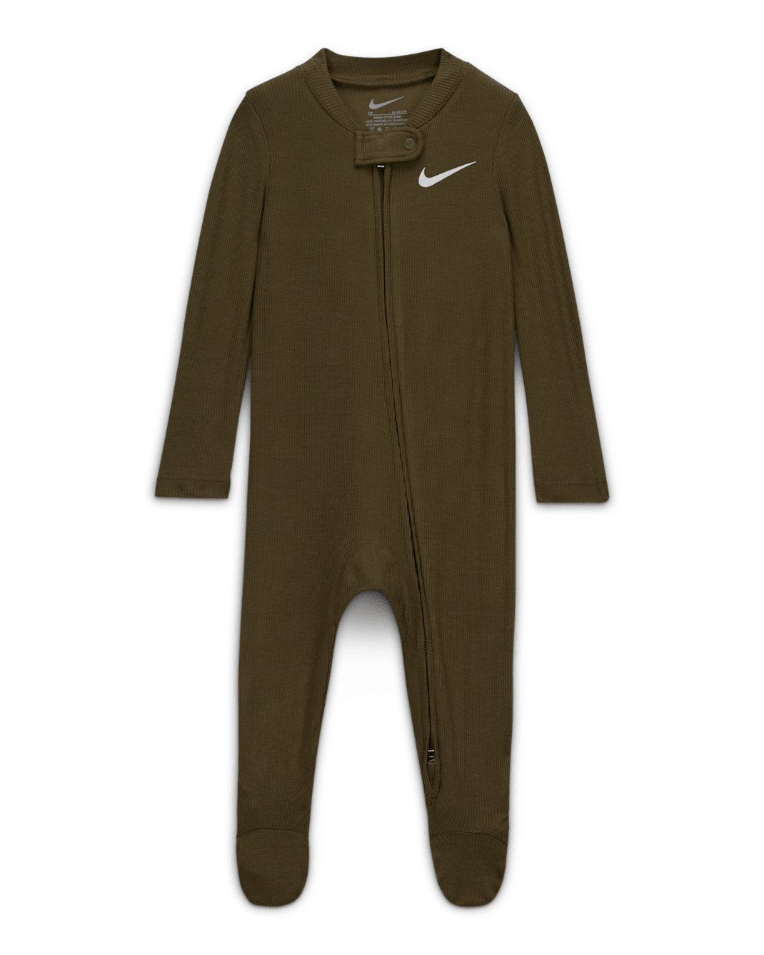 Nike Baby (0-9M) Ribbed Viscose Footed Coverall - Medium Olive