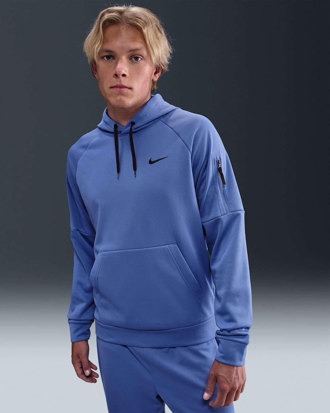 Nike Therma Men's Therma-FIT Hooded Fitness Pullover - Comet Blue/Comet Blue/Black