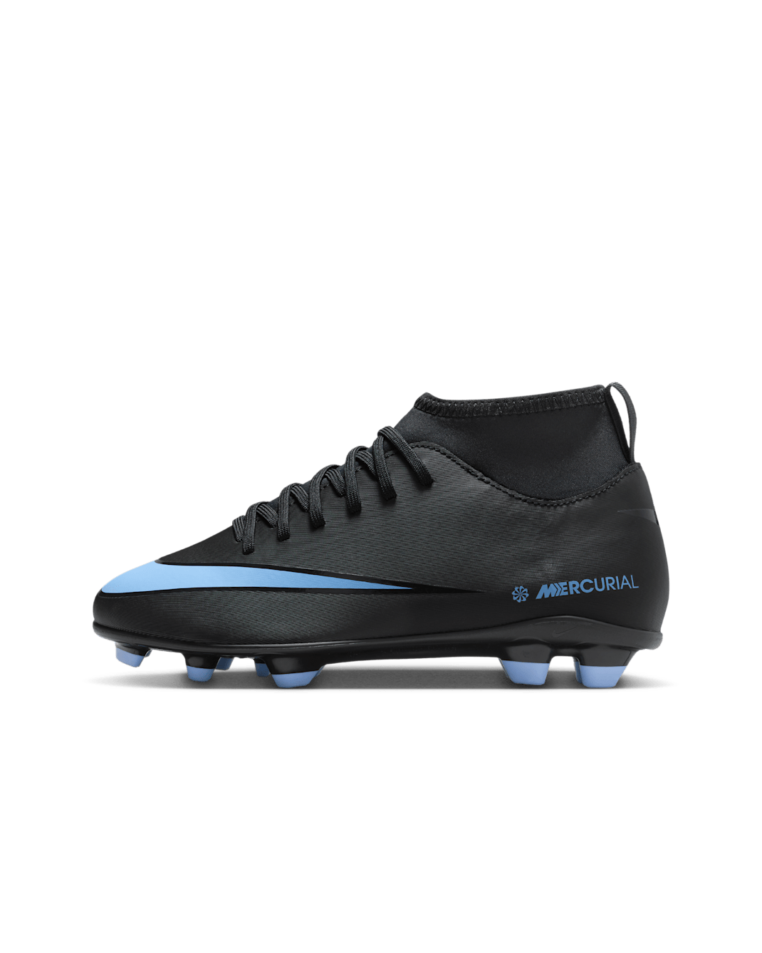 Crampons de foot multi-surfaces à col montant Nike Jr. Mercurial Superfly 10 Club pour enfant/ado - Noir/Ice Blue