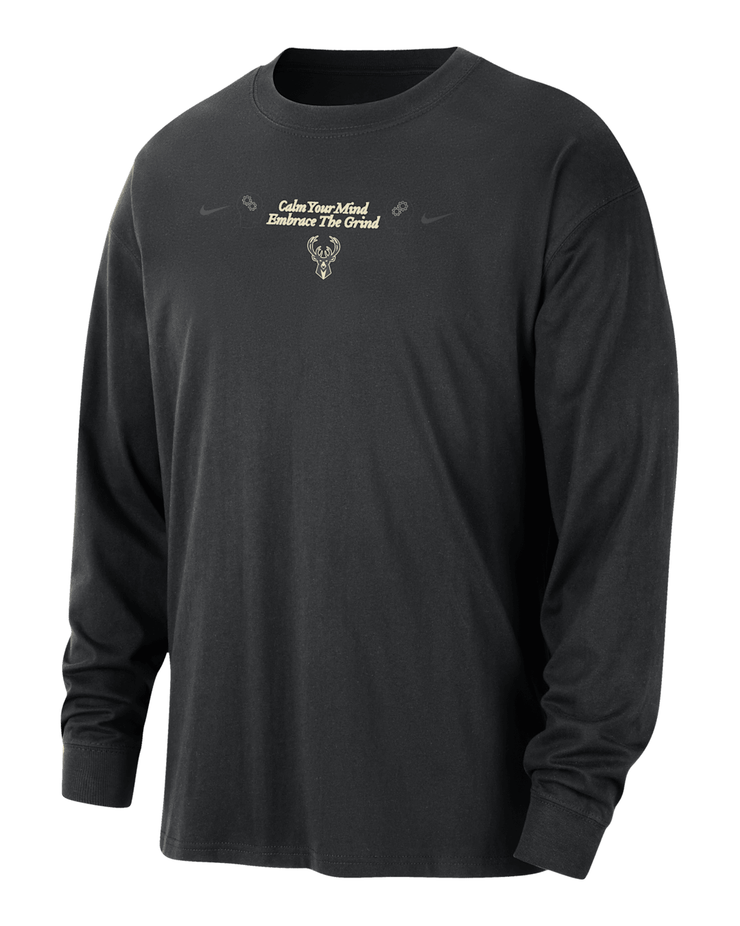 Playera de manga larga Nike de la NBA Max90 para hombre Milwaukee Bucks Courtside - Negro