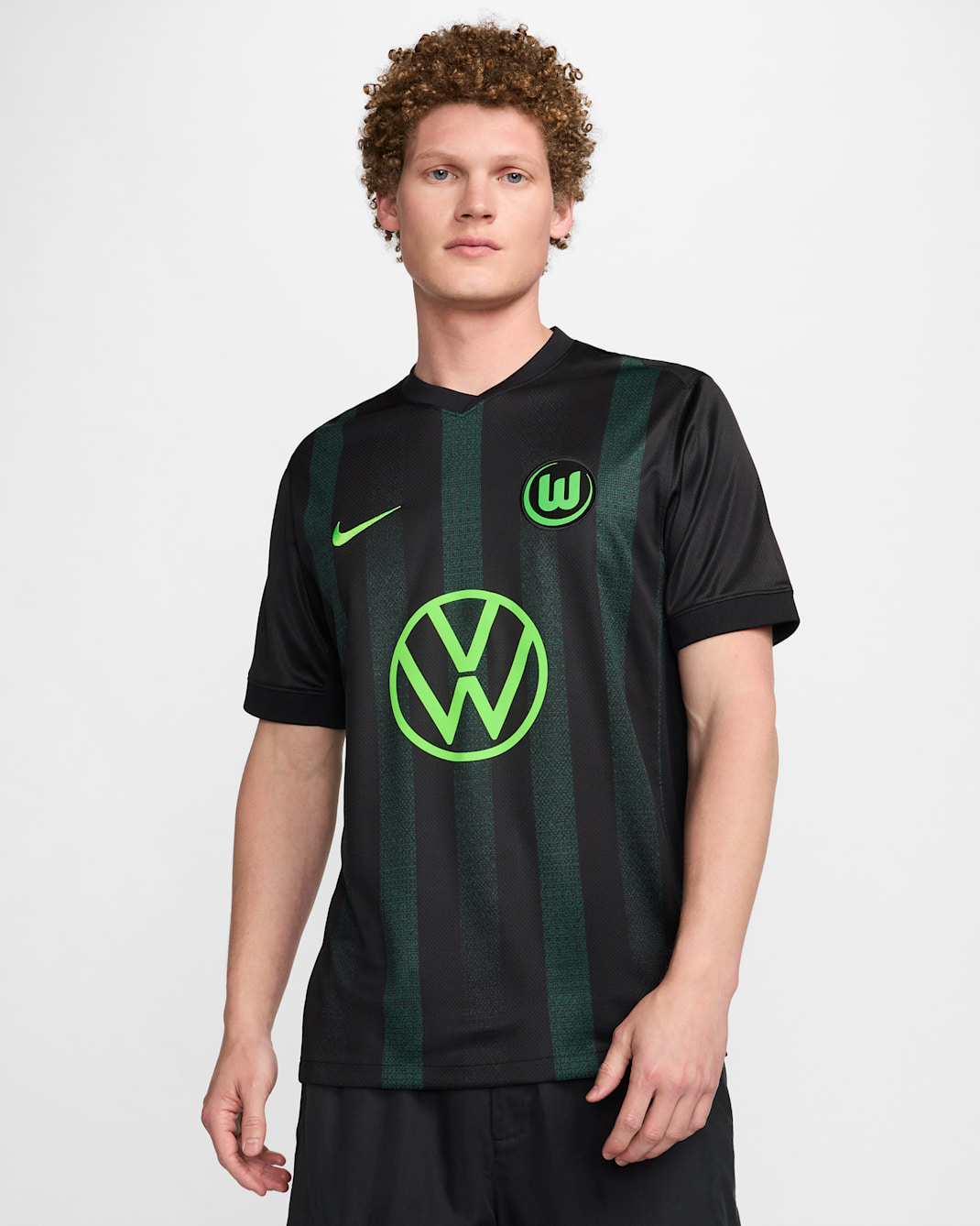 VfL Wolfsburg 2024/25 Stadium Away Men's Nike Dri-FIT Football Replica Shirt - Black/Pro Green/Sub Lime