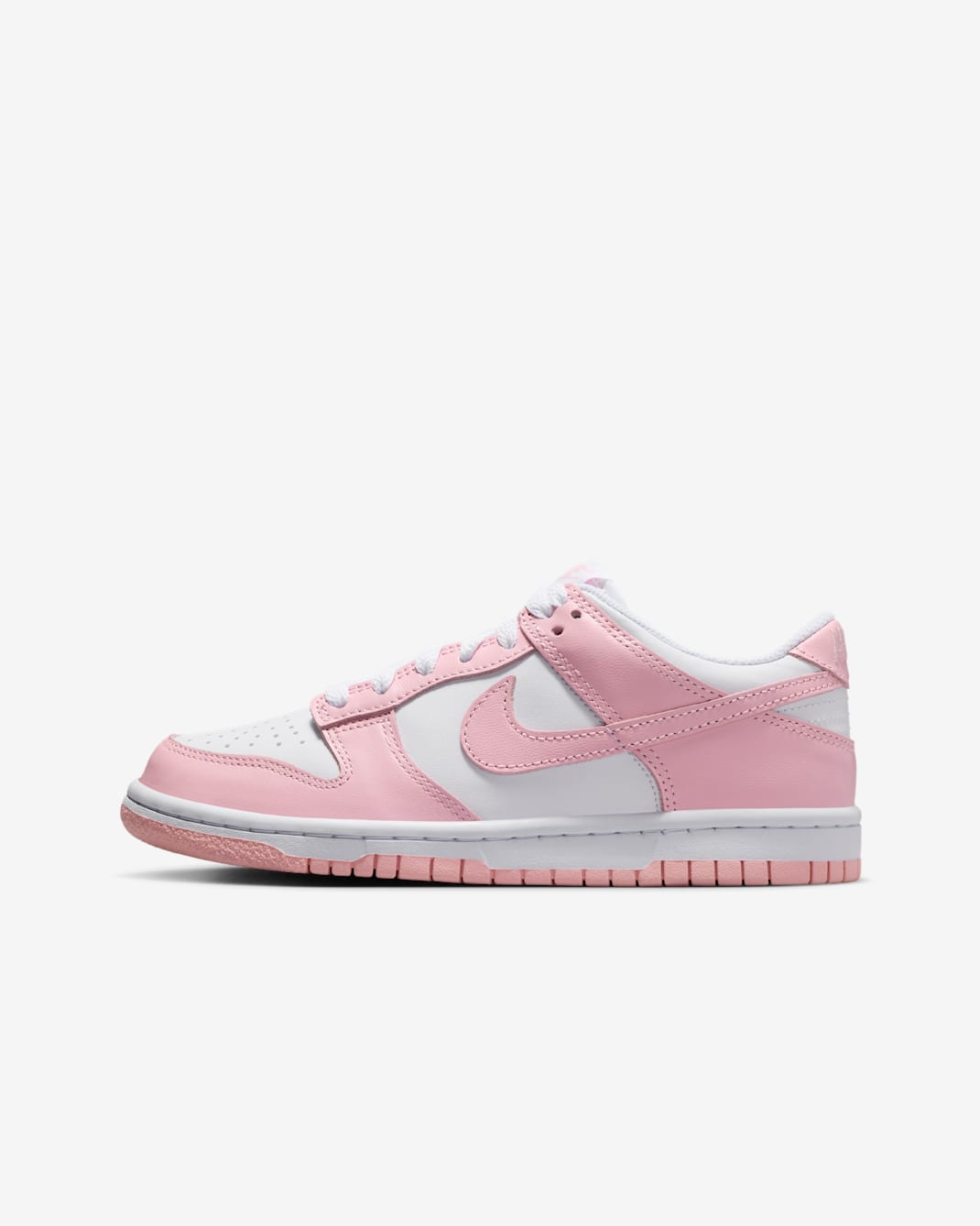 Nike Dunk Low Older Kids' Shoes - White/White/White/Medium Soft Pink