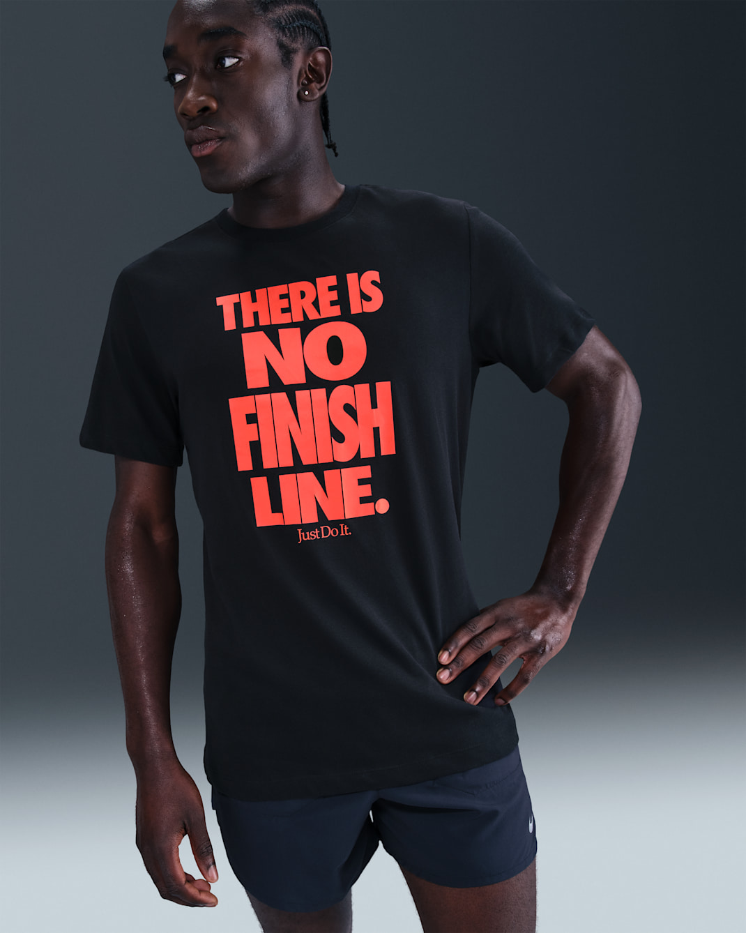 Playera de correr Dri-FIT para hombre Nike - Negro/Carmesí brillante