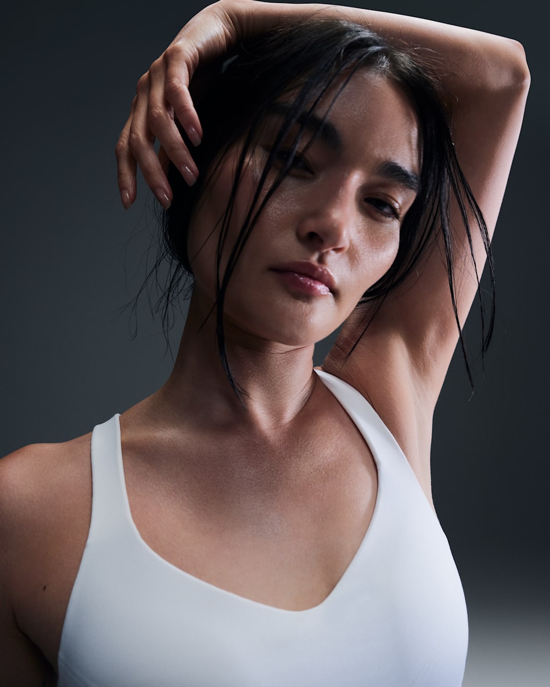 나이키 인디 하이 서포트 여성 패드 어저스터블 스포츠 브라 - 화이트/스톤 모브/화이트