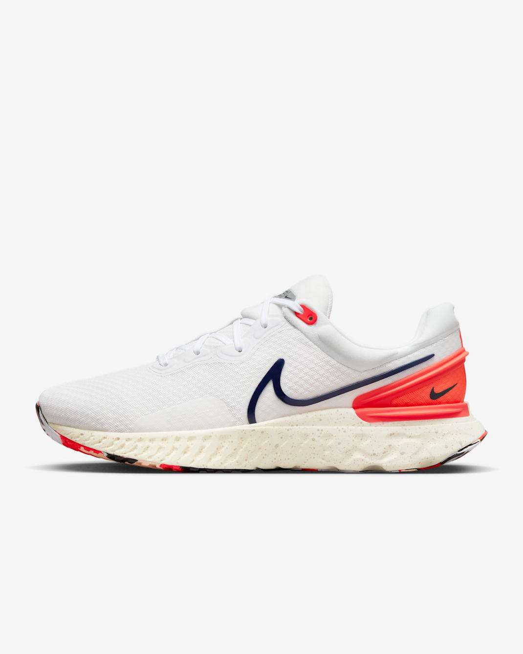 Nike React Miler 3 Men's Road Running Shoes - White/Bright Crimson/Sail/Obsidian