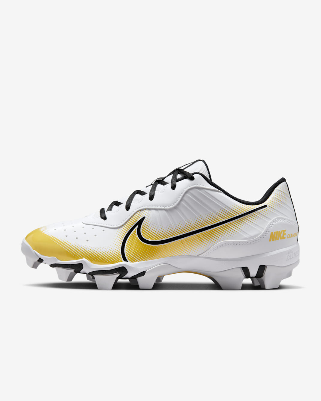 Nike Alpha Huarache 4 Keystone Men's Baseball Cleats - White/Black/Metallic Gold