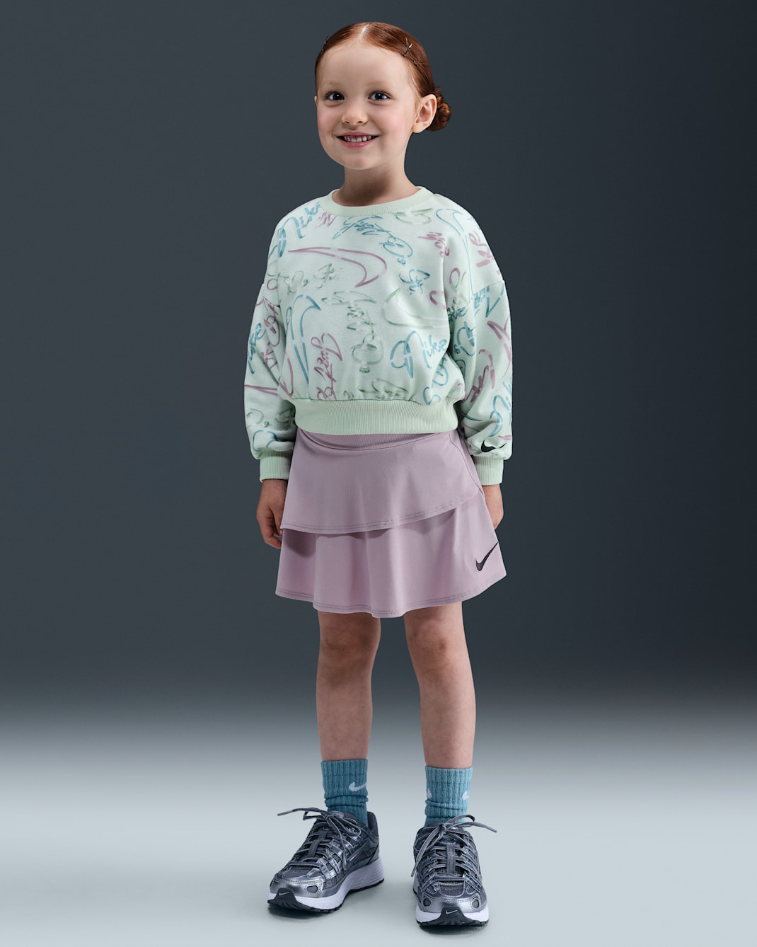 Nike Swoosh On Pointe Toddler Floral Futura 2-Piece Scooter Set - Plum Fog